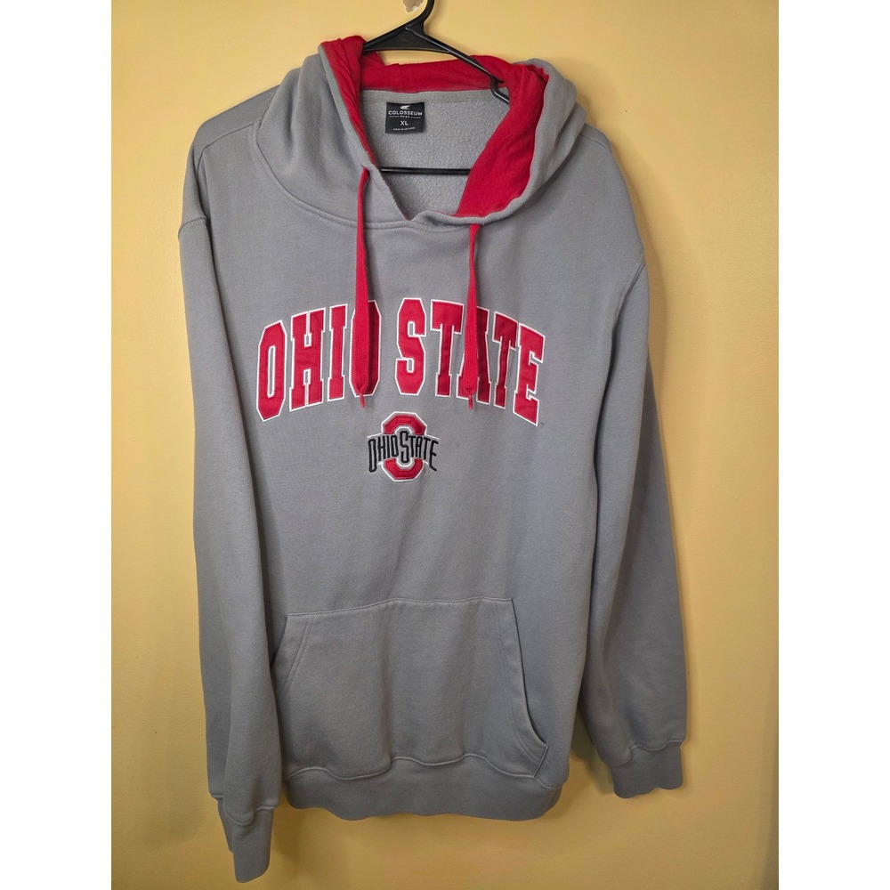 Colosseum Ohio State Buckeyes Mens XL Grey Red Hoodie Sweatshirt NCAA Football